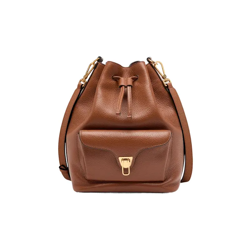 Borsa Secchiello Donna Marrone, In Vera Pelle Beat Generation