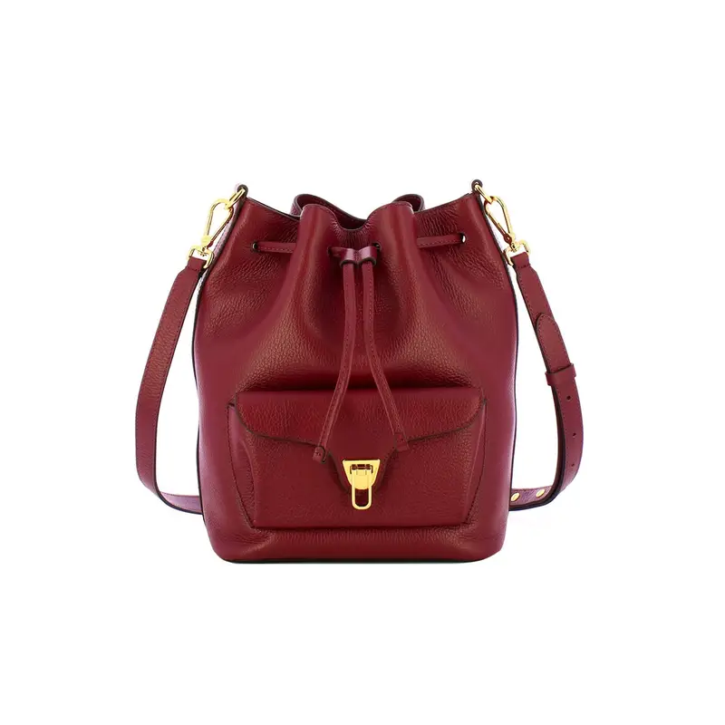 Borsa Secchiello Donna Rossa, In Vera Pelle Beat Generation Rosso
