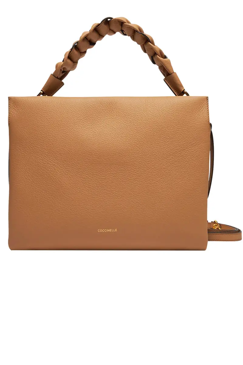 Borsa tote in pelle martellata Marrone Chiaro