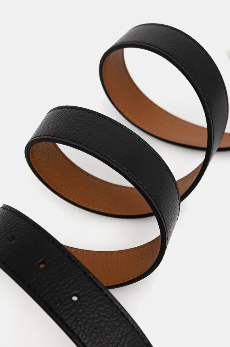 cintura in pelle bilaterale Nero miniatura 2