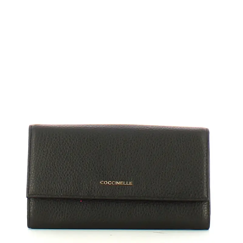 METALLIC SOFT WALLET GRAINED LEAT./001 NOIR MW5118501