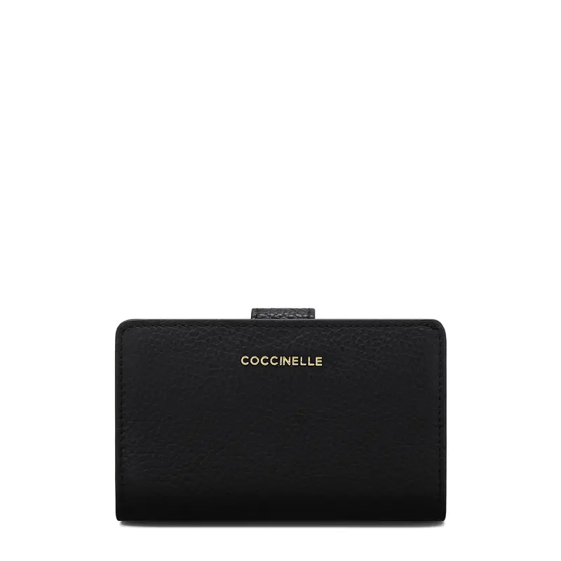 METALLIC SOFT WALLET GRAINED LEAT./001 NOIR MW511E701