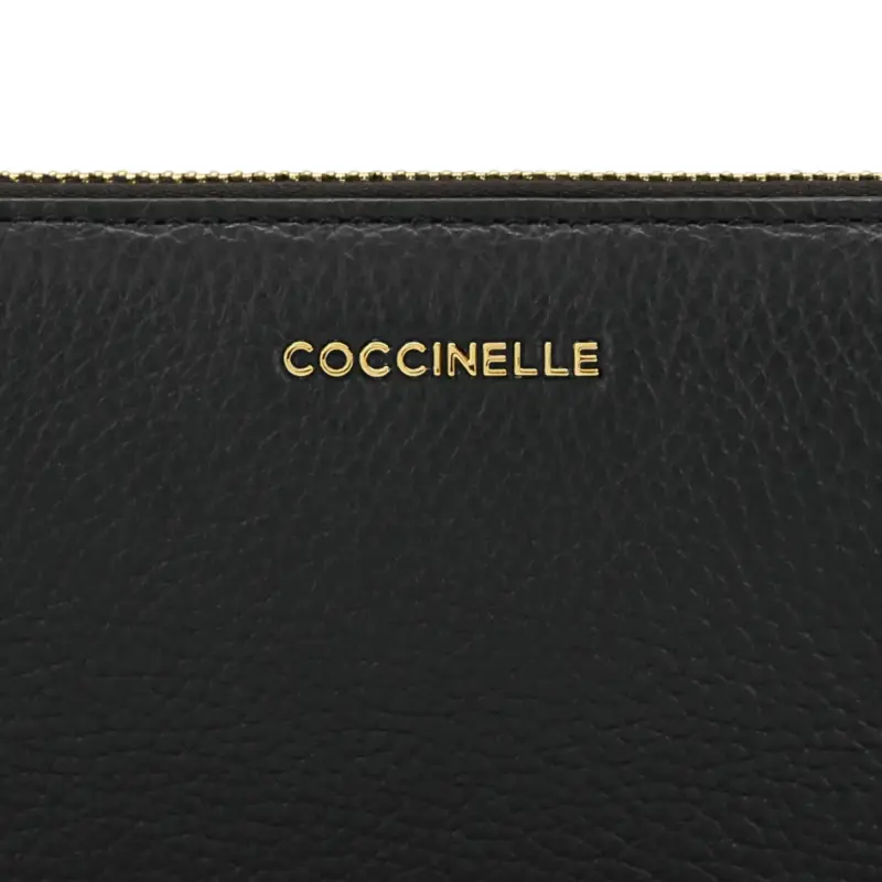 Portafoglio Donna Grande Nero, In Vera Pelle, Metallic Soft Large Nero miniatura 3