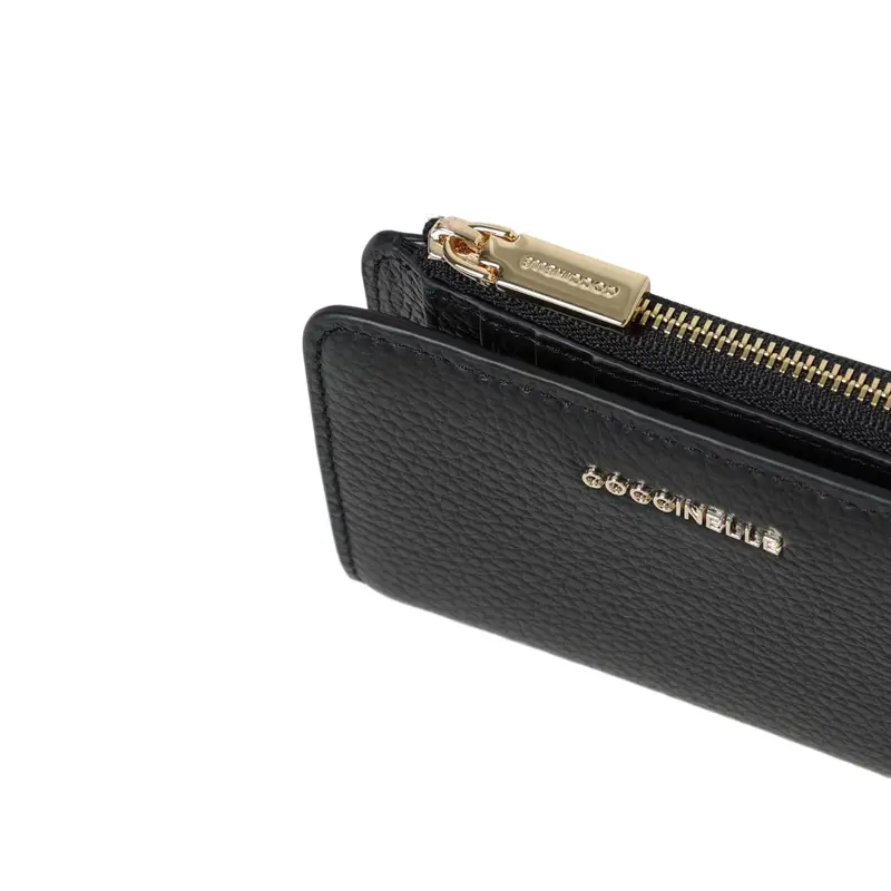 Portafoglio Donna Piccolo Nero, In Vera Pelle, Metallic Soft Small miniatura 3