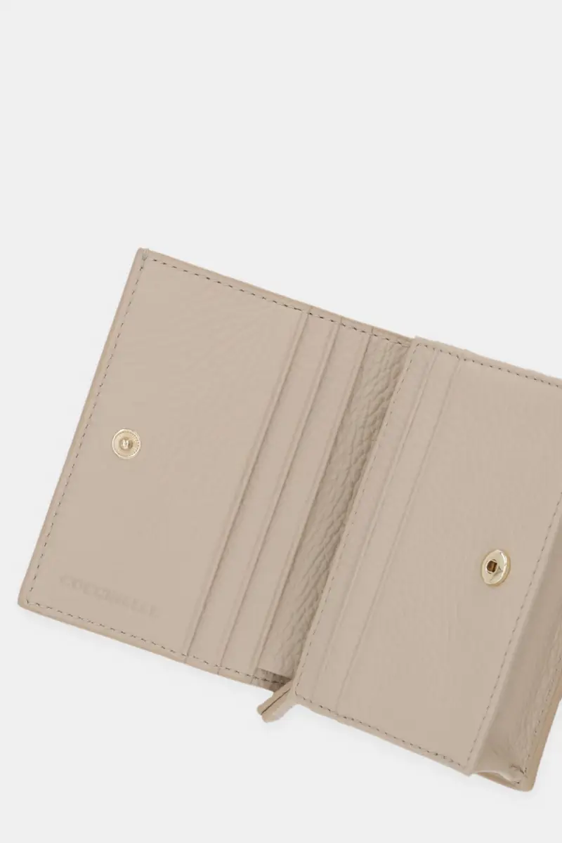 portafoglio in pelle Beige miniatura 3