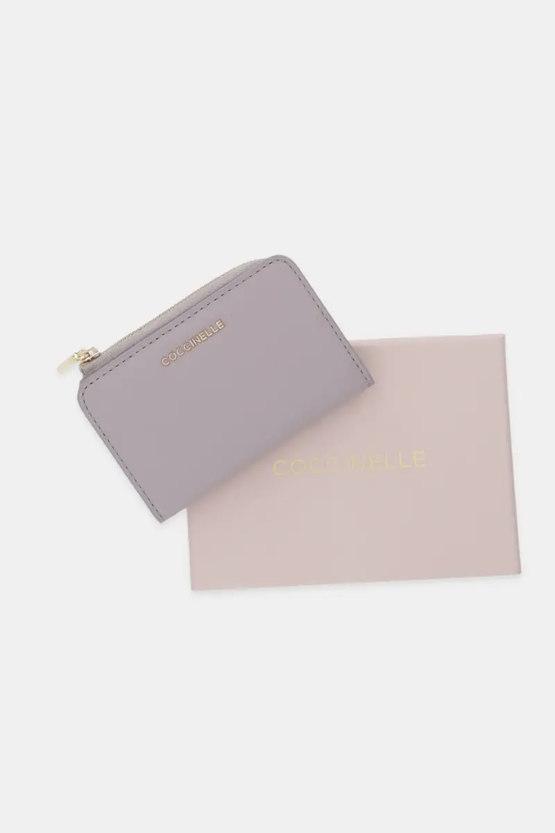 portafoglio in pelle Grigio miniatura 5