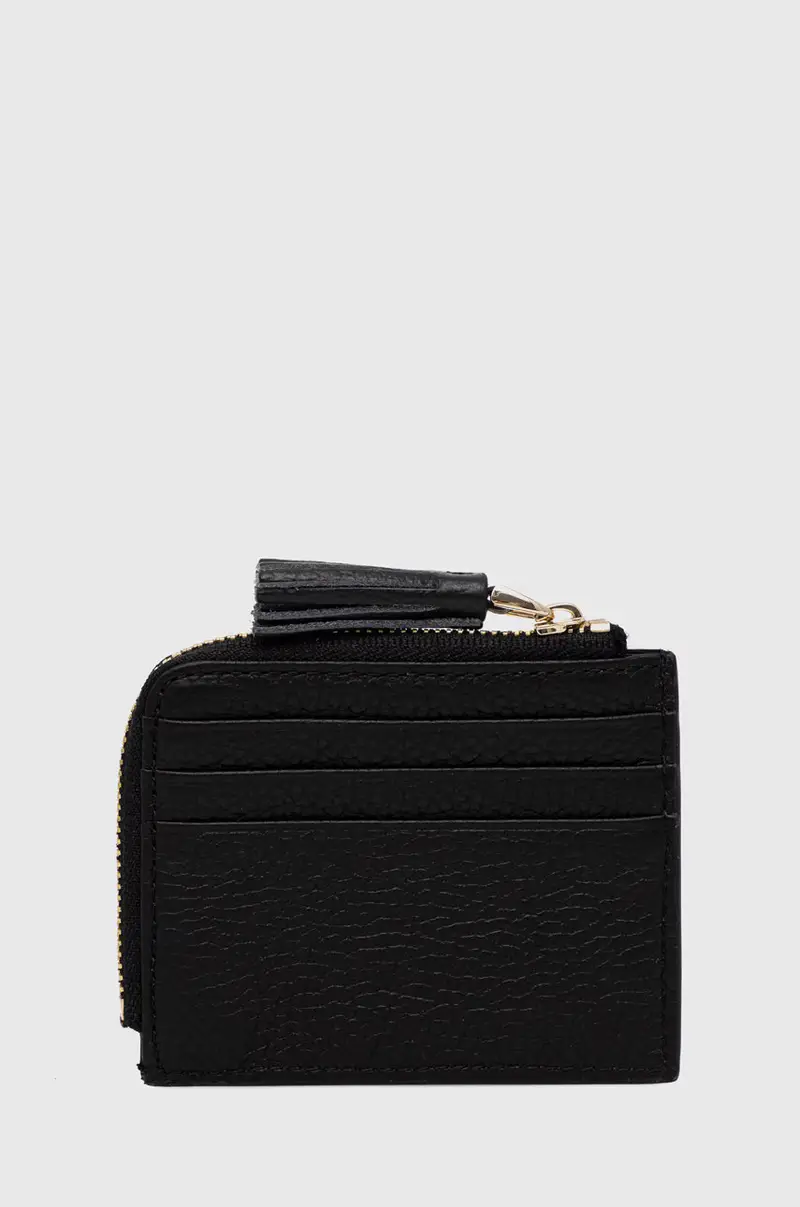 portafoglio in pelle Nero miniatura 3