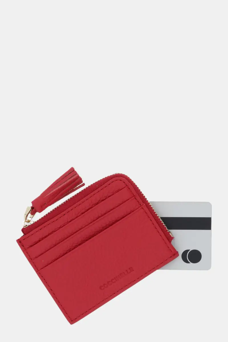 portafoglio in pelle Rosso miniatura 3