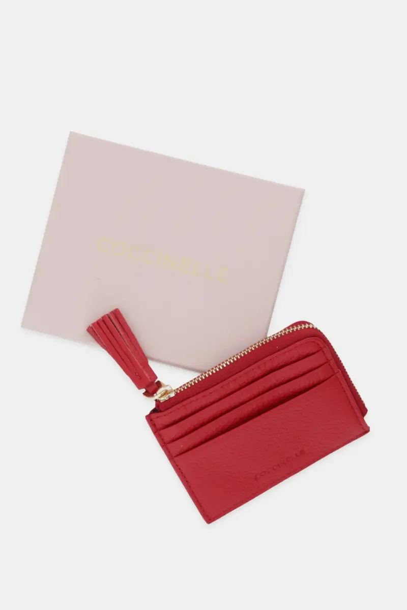 portafoglio in pelle Rosso miniatura 4