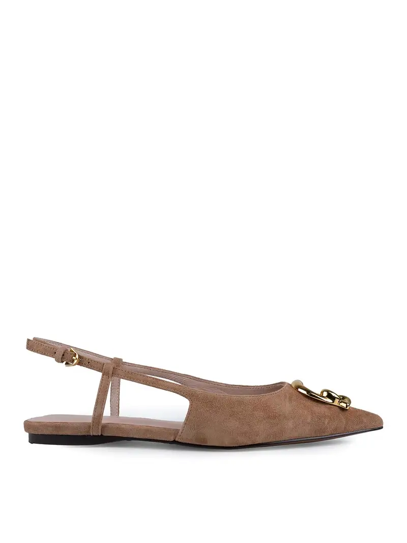 Sandali c-me slingback in pelle scamosciata Color Carne E Neutri