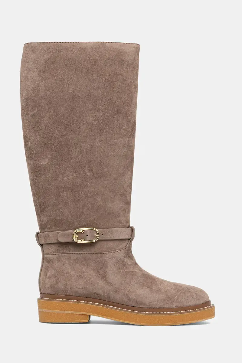 stivali in pelle scamosciata donna colore beige E4 T7B 15 01 01 N59 miniatura 2