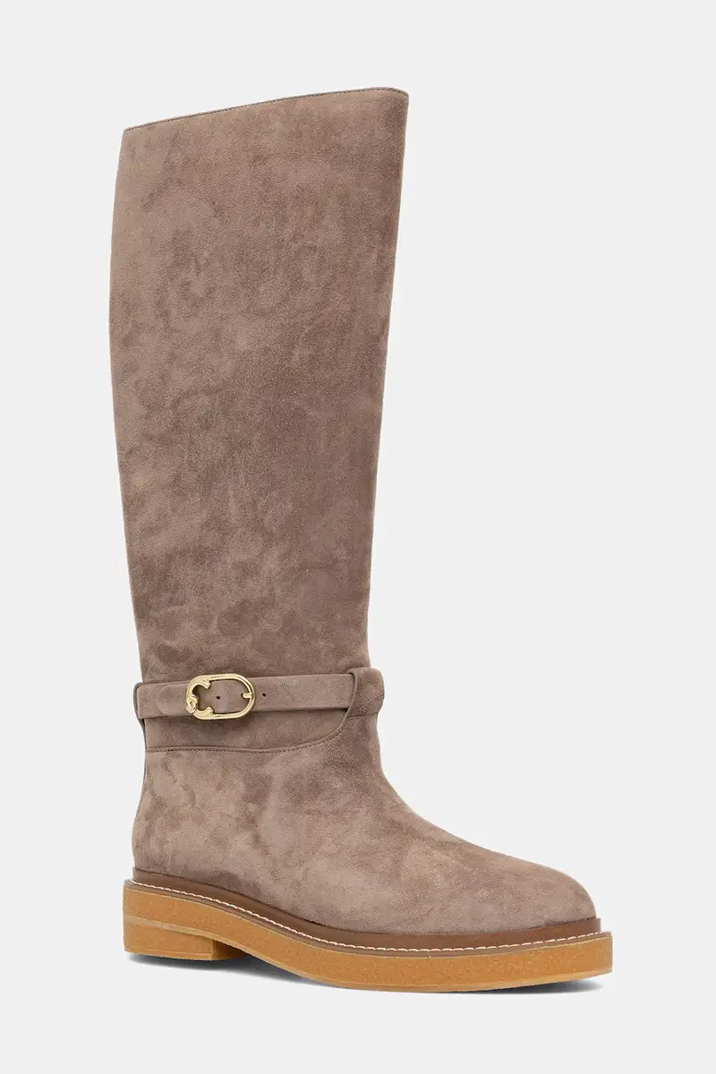 stivali in pelle scamosciata donna colore beige E4 T7B 15 01 01 N59