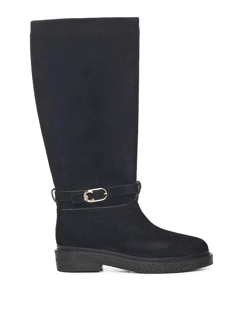 Suede C-Saddle Boots Nero