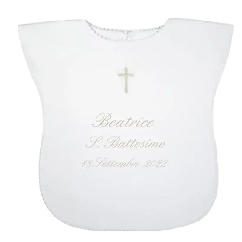 Coccole - Vestina da Battesimo Bimba a Tema Croce Panna - Vestina per Battesimo Personalizzato con Nome e Data - Veste