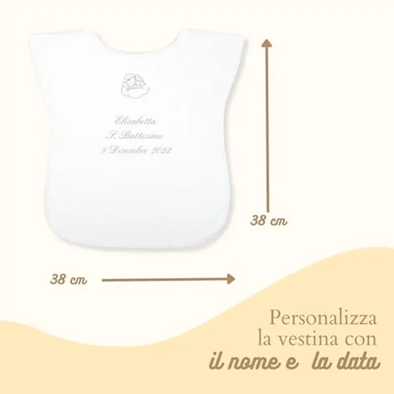 Coccole - Vestina da Battesimo Bimbo a Tema Angioletto Argento - Vestina per Battesimo Personalizzato con Nome e Data miniatura 2