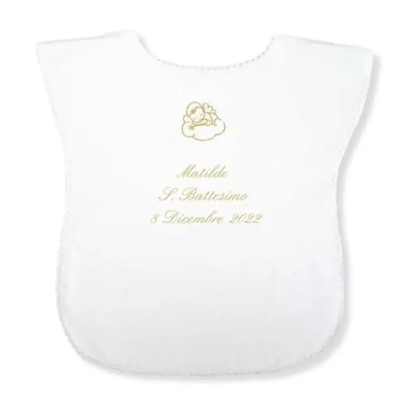 Coccole - Vestina da Battesimo Bimbo a Tema Angioletto Oro - Vestina per Battesimo Personalizzato con Nome e Data -