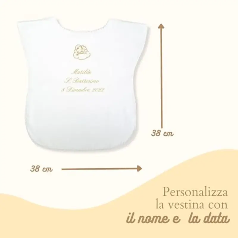 Coccole - Vestina da Battesimo Bimbo a Tema Angioletto Oro - Vestina per Battesimo Personalizzato con Nome e Data miniatura 2