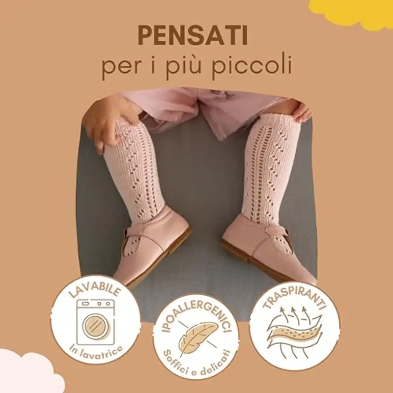 Coccoli | 3 Paia di Calzini Lunghi Neonato in Cotone Elasticizzato con Motivo Traforato a Tinta Unita, Made in Italy miniatura 3