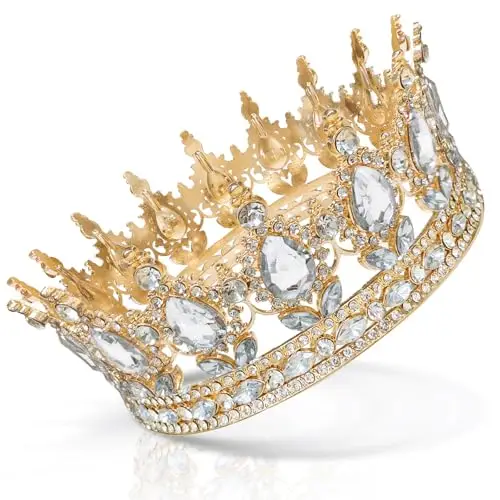 Coco Berming Corona Regina, Diadema da Sposa Scintillante, Tiara Barocca con Cristalli per Matrimoni, Feste Compleanno,