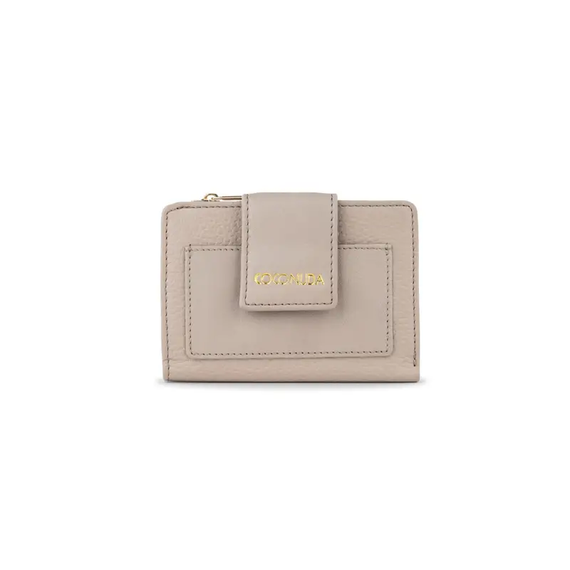 Portafoglio beige da donna con tasca con zip