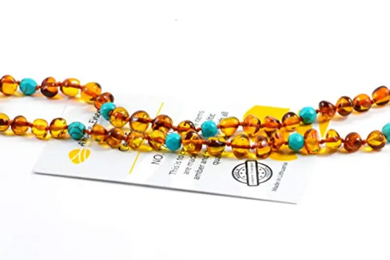 Collana Ambra Naturale - Massima qualità Certificata Vera Ambra del Baltico/Lunghezza 33 cm. / 100 Giorni Garanzia di Rimborso (Honey) miniatura 3