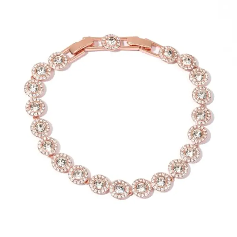 Collana angelica - Collane di cristallo in oro 18 carati, collana delicata di gioielli in oro, cristallo trasparente per donne, matrimonio, festa, matrimonio, San Valentino (Braccialetto, Oro Rosa)