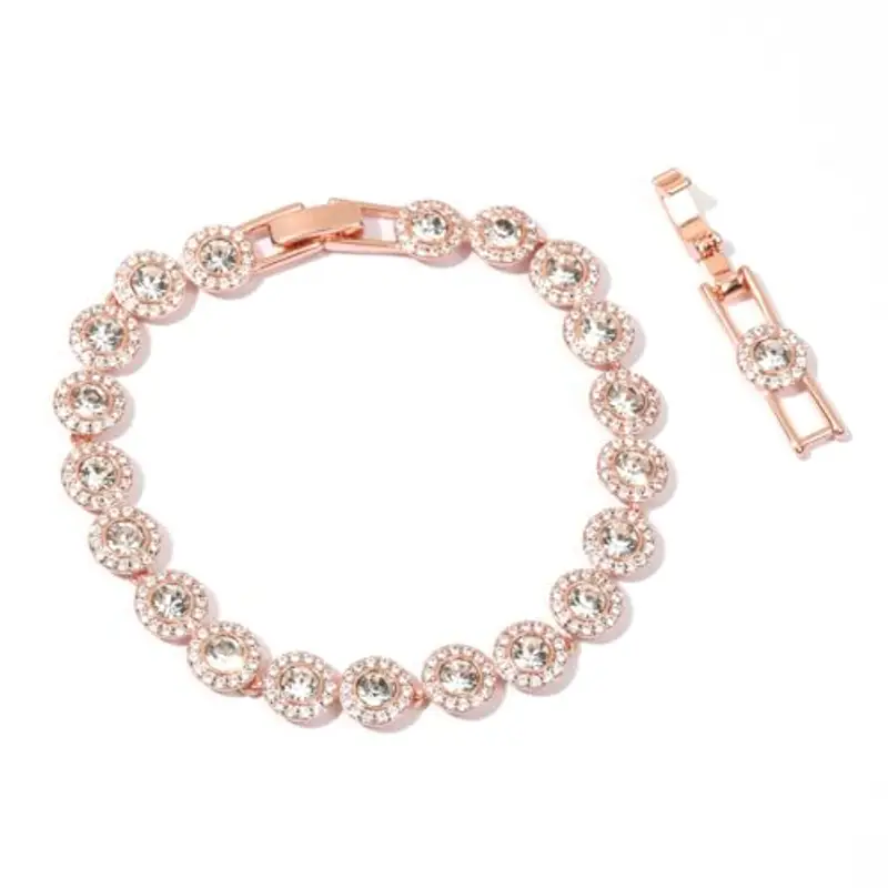 Collana angelica - Collane di cristallo in oro 18 carati, collana delicata di gioielli in oro, cristallo trasparente per donne, matrimonio, festa, matrimonio, San Valentino (Braccialetto, Oro Rosa) miniatura 2