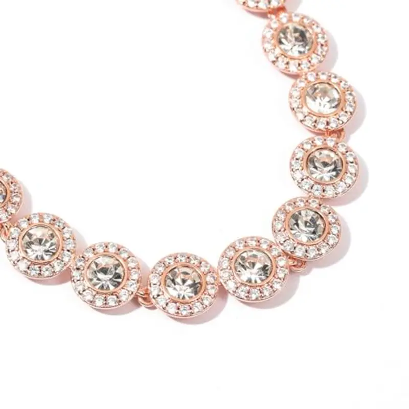 Collana angelica - Collane di cristallo in oro 18 carati, collana delicata di gioielli in oro, cristallo trasparente per donne, matrimonio, festa, matrimonio, San Valentino (Braccialetto, Oro Rosa) miniatura 3