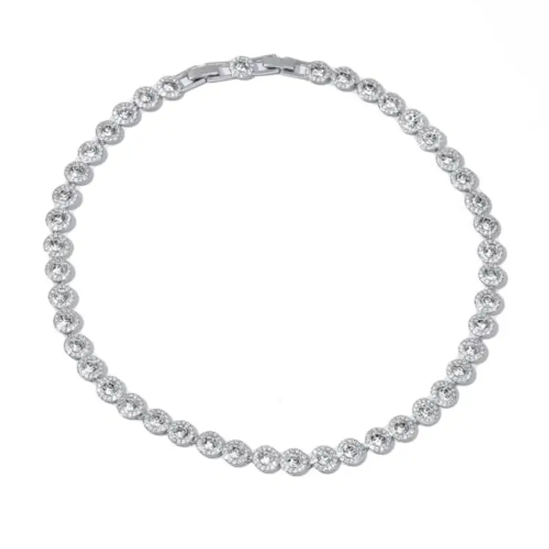 Collana angelica - Collane di cristallo in oro 18 carati, collana delicata di gioielli in oro, cristallo trasparente per donne, matrimonio, festa, matrimonio, San Valentino (Collana, Oro Bianco) miniatura 2