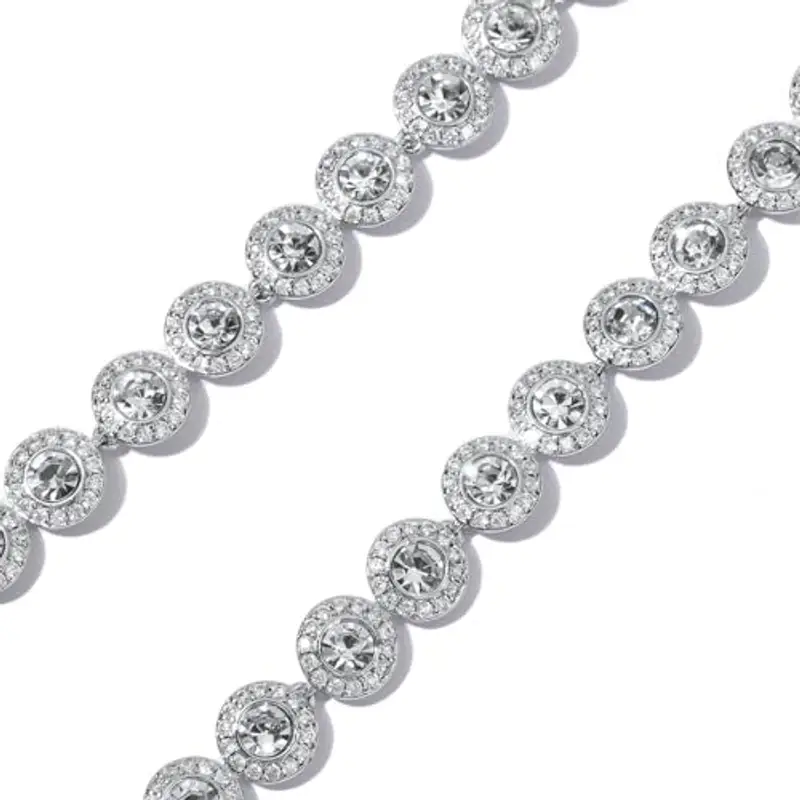 Collana angelica - Collane di cristallo in oro 18 carati, collana delicata di gioielli in oro, cristallo trasparente per donne, matrimonio, festa, matrimonio, San Valentino (Collana, Oro Bianco) miniatura 3