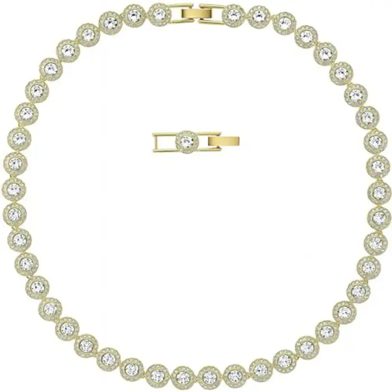 Collana angelica - Collane di cristallo in oro 18 carati, collana delicata di gioielli in oro, cristallo trasparente per donne, matrimonio, festa, matrimonio, San Valentino (Collana, Oro Giallo)