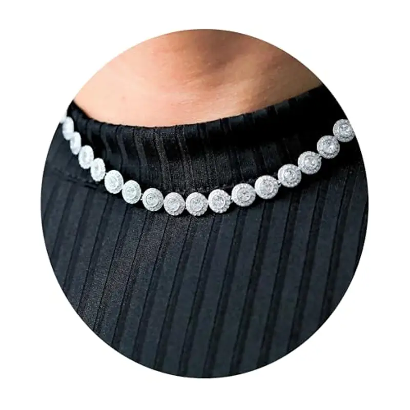 Collana angelica - Collane di cristallo in oro 18 carati, collana delicata di gioielli in oro, cristallo trasparente per donne, matrimonio, festa, matrimonio, San Valentino (Collana, Oro Giallo) miniatura 2