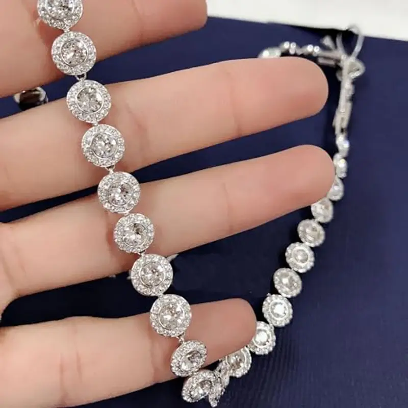 Collana angelica - Collane di cristallo in oro 18 carati, collana delicata di gioielli in oro, cristallo trasparente per donne, matrimonio, festa, matrimonio, San Valentino (Collana, Oro Giallo) miniatura 3