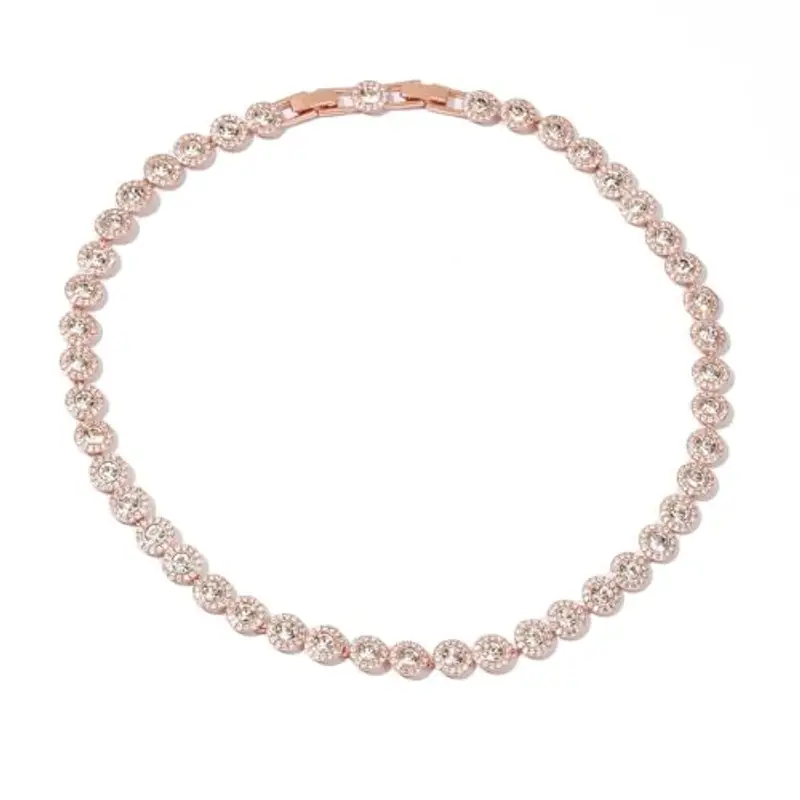 Collana angelica - Collane di cristallo in oro 18 carati, collana delicata di gioielli in oro, cristallo trasparente per donne, matrimonio, festa, matrimonio, San Valentino (Collana, Oro Rosa) miniatura 2