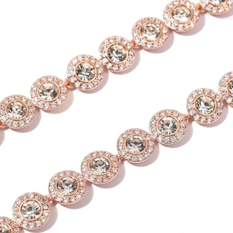 Collana angelica - Collane di cristallo in oro 18 carati, collana delicata di gioielli in oro, cristallo trasparente per donne, matrimonio, festa, matrimonio, San Valentino (Collana, Oro Rosa) miniatura 3