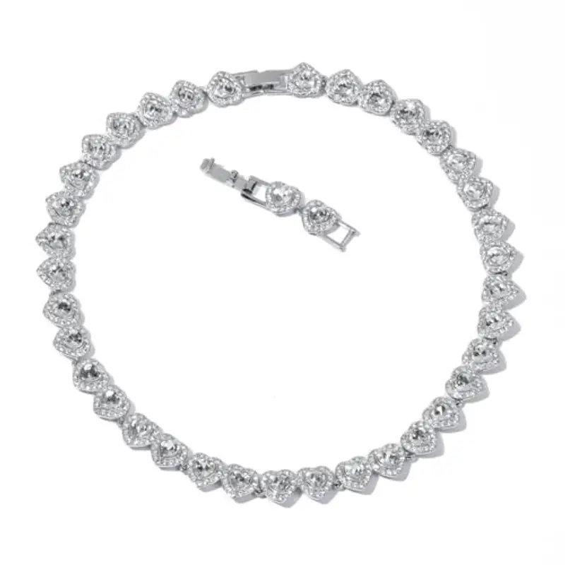 Collana con ciondolo a forma di cuore Angelica, placcata in oro bianco 18 carati, 41 cm, elegante gioiello da donna, regalo per San Valentino, matrimonio, compleanno, ciondolo a forma di cuore