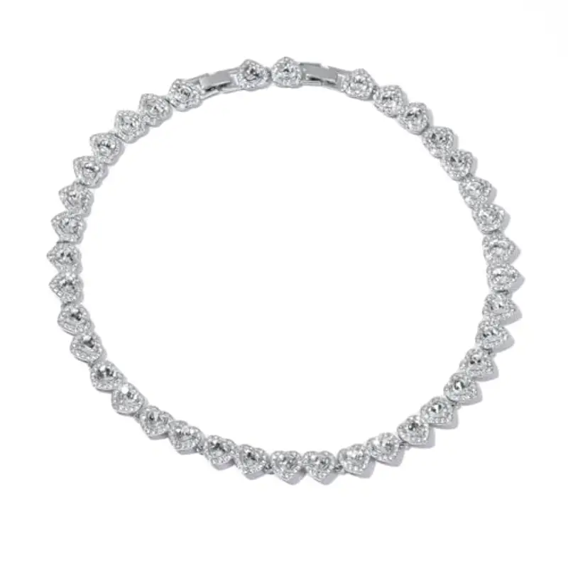 Collana con ciondolo a forma di cuore Angelica, placcata in oro bianco 18 carati, 41 cm, elegante gioiello da donna, regalo per San Valentino, matrimonio, compleanno, ciondolo a forma di cuore miniatura 2