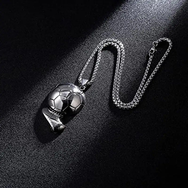 Collana con Ciondolo a Forma di Pallone da Calcio, per Bambini, Decorazione per Feste di Calcio, Metallo miniatura 3