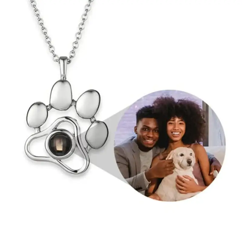 Collana con proiezione di immagini personalizzata, collana con stampa di zampa di cane e zampa di gatto, simpatica miniatura 3