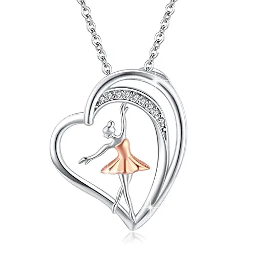 Collana da donna in argento Sterling 925 con ciondolo a forma di ballerina, a tema ginnastica e danza, regalo per