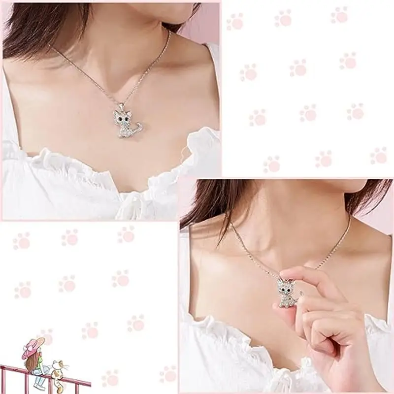 Collana di Gattini-Collana Bambina, Collana di Cristallo, Ciondolo di Ragazza Carina in Lega, Regalo di Festa per Ragazza, Regalo per Bambini, Regalo di San Valentino miniatura 2