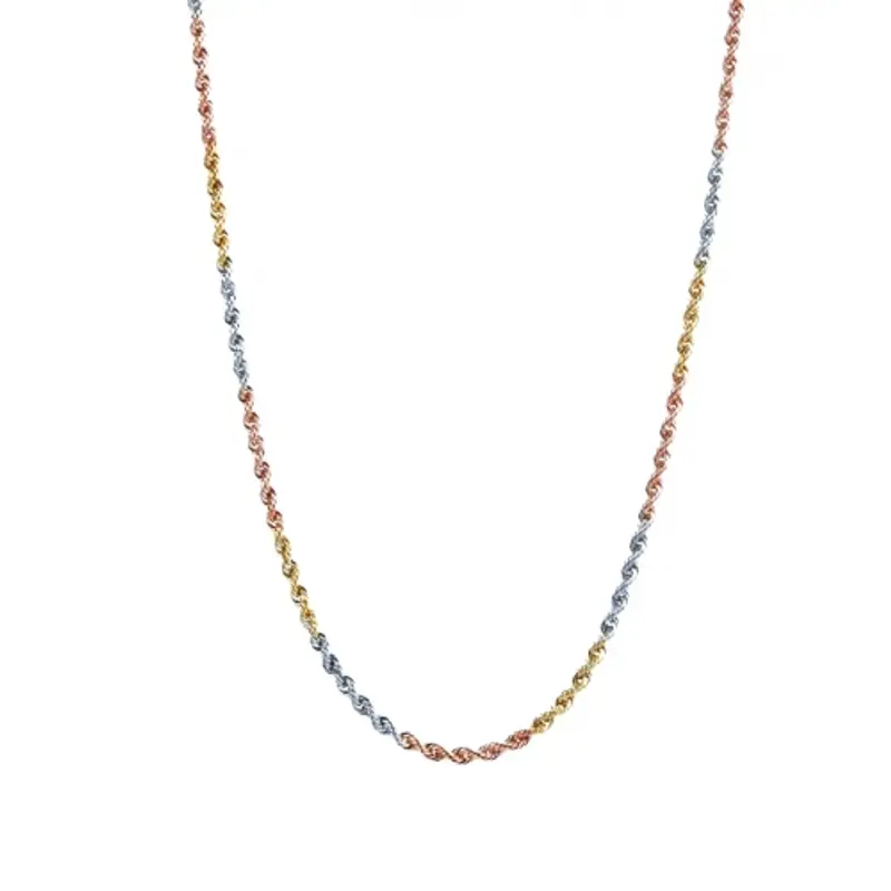 Collana Fune Corda Oro Bianco Giallo Rosa 18 KT