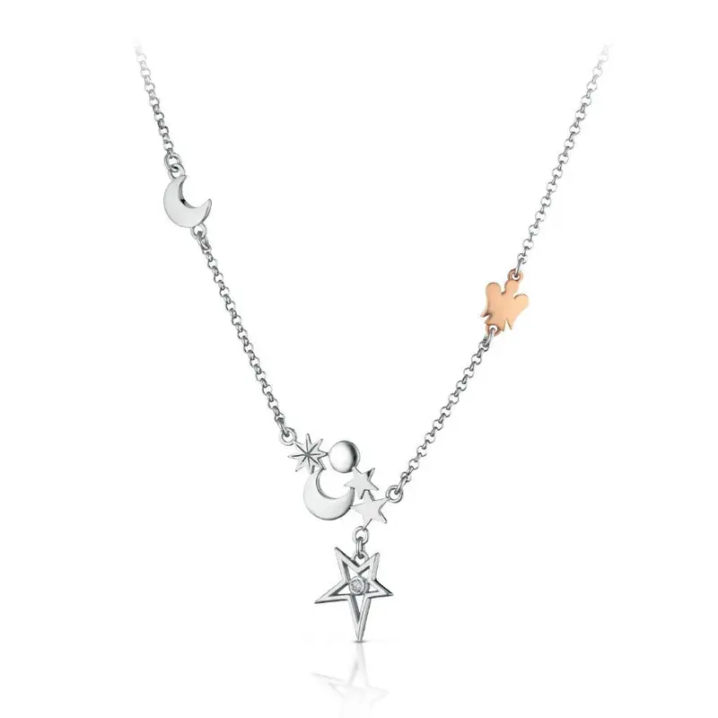 Collana in Argento con Angelo Stelle e Lune