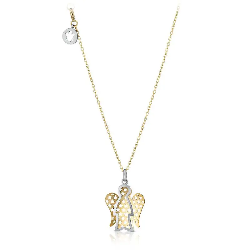 Collana in Oro con Angelo e Ali in contrasto - Piccola