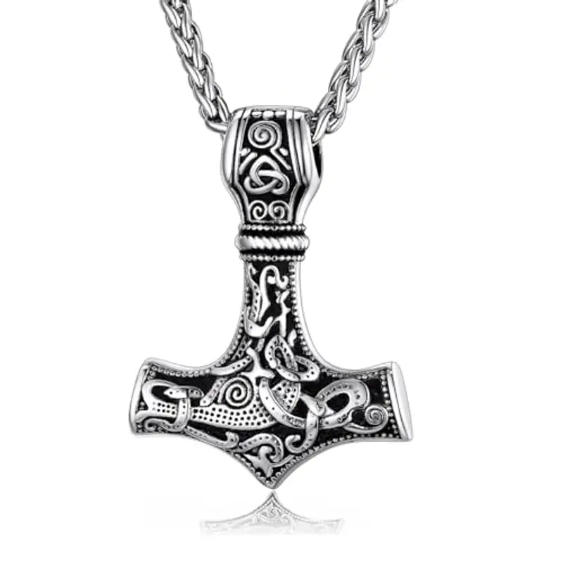 Collana Martello Thor, Collana Uomo, Vichinga Mjolnir Ciondolo, Collana Uomo Martello di Thor, Collana Acciaio