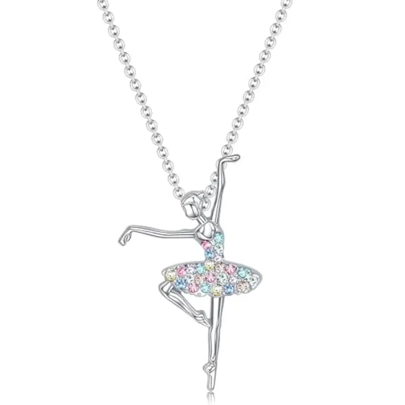 Collana Pendente con Ciondolo a Forma di Ballerina per Bambine e Ragazze, Regalo per la Prima Comunione.