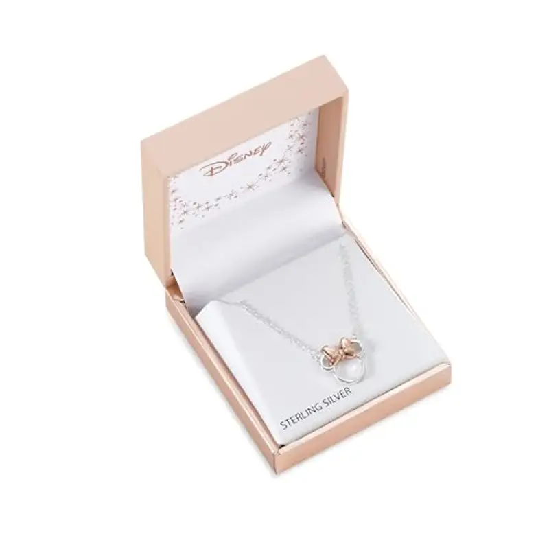 Collana per Bambine in Argento, con Ciondolo raffigurante Minnie o Mickey Mouse, Rosa o Conchiglia, Impreziosito con Zirconia - Minnie 3 miniatura 2