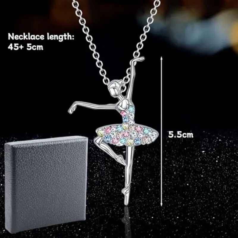 Collana per ragazza e ballerina per donne, Pendente Collana con ciondolo a forma di ballerina, Regali per ballerina e amante della, Collana ragazza miniatura 2