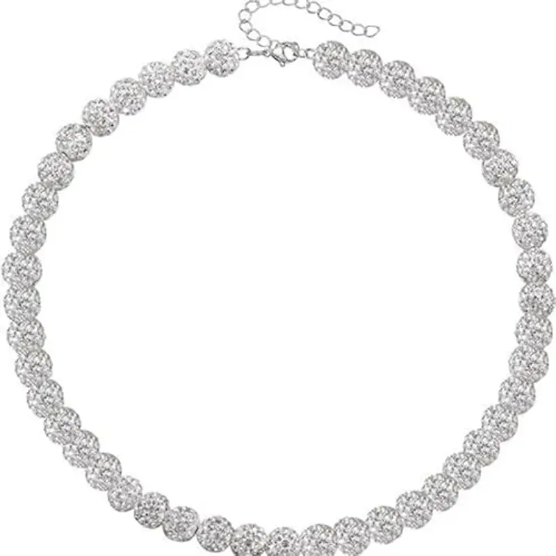 Collana regolabile con diamanti d'acqua da baseball per donne collana di cristallo gioielli per le donne, Misura unica, Acciaio inossidabile, Zirconia cubica miniatura 2