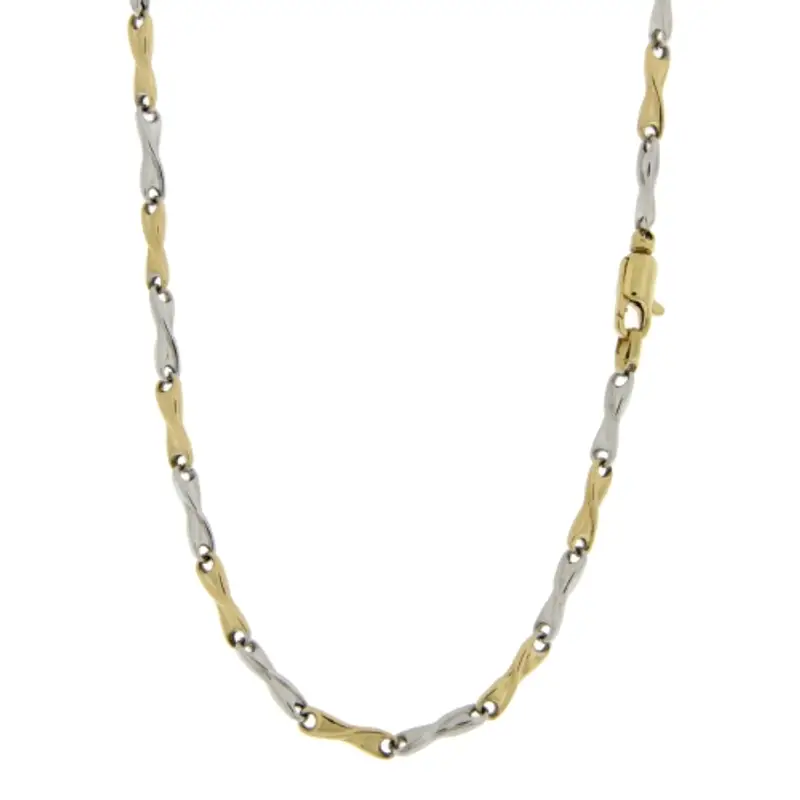 Collana Uomo Oro Giallo Bianco GL101092